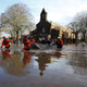 Rescue workers pull a boat full of rescued residents along a flooded residential street in Carlisle, Britain December 6, 2015. REUTERS/Phil Noble